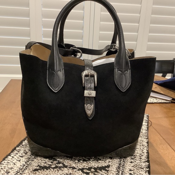 Authentic Polo Ralph Lauren Medium Suede Buckle Tote - Picture 6 of 13